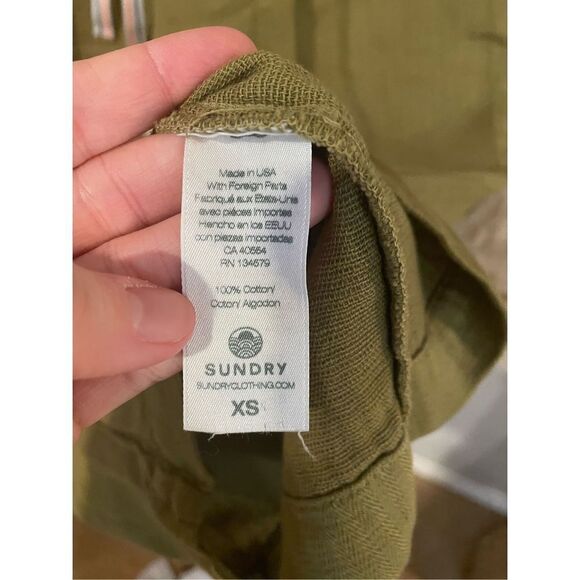 Anthropologie sundry cotton cropped wide leg draw string green pants size XS - Picture 4 of 4